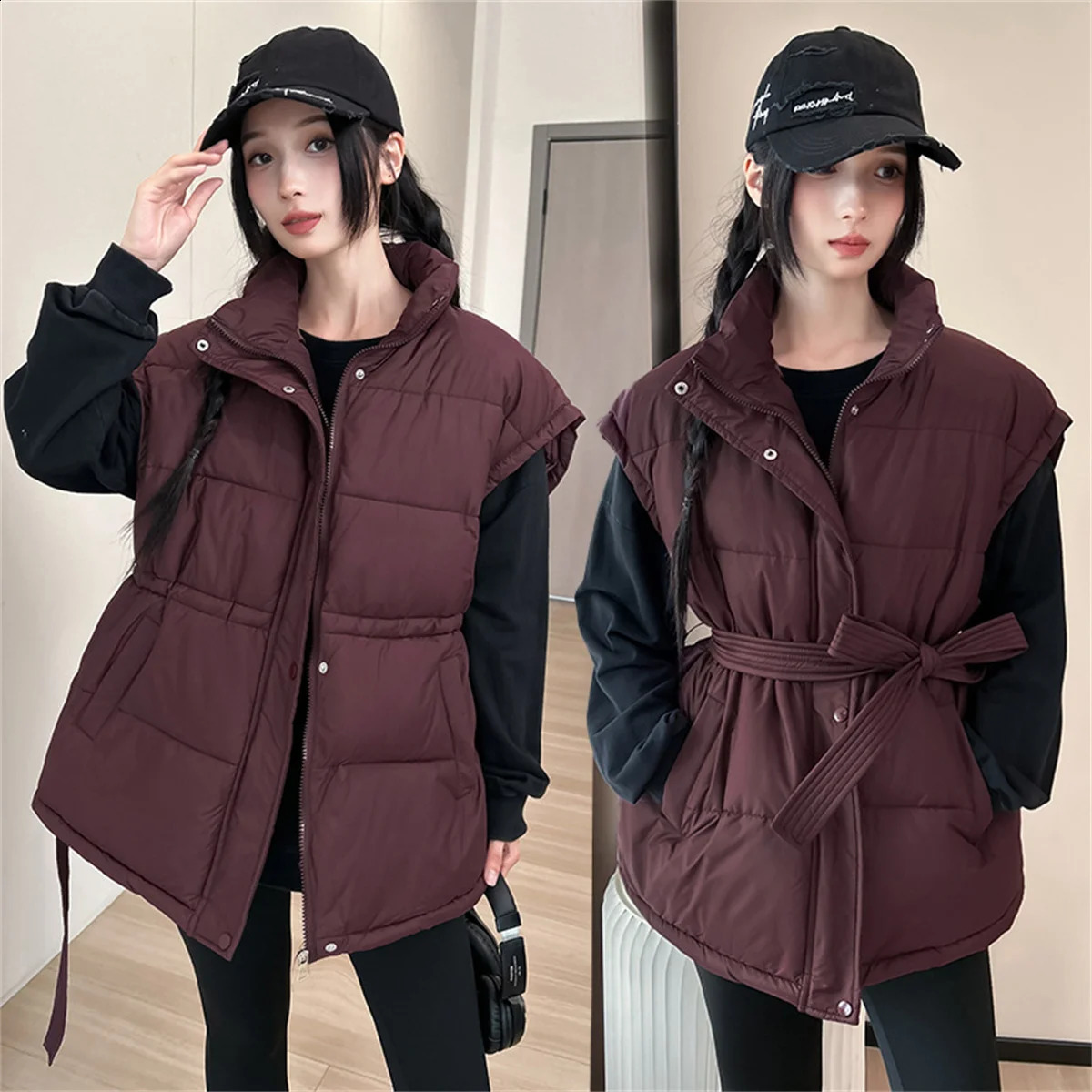 Korean Chic Streetwear Vest Short Parkas Autumn Winter Casual Elegant Sleeveless Down Coat Women High Street Jackets Clothes 251027
