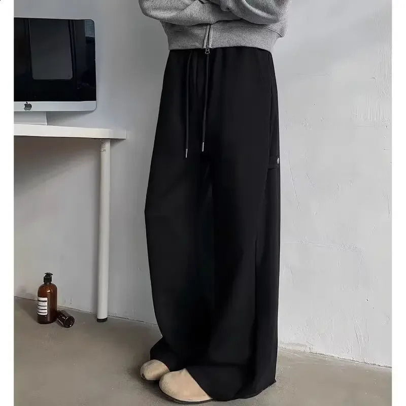 Gray Casual Pants Spring Autumn Style Unisex Wide Leg Design Adjustable Cuff Trendy Sweatpants Female Male Fashion 251027
