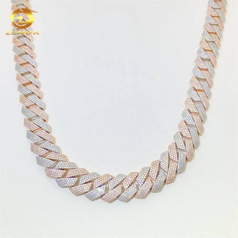 20mm Pass Diamond Tester Luxury VVS Moissanite Diamond 925 Sterling Silver Iced Out Cuban Link Chain
