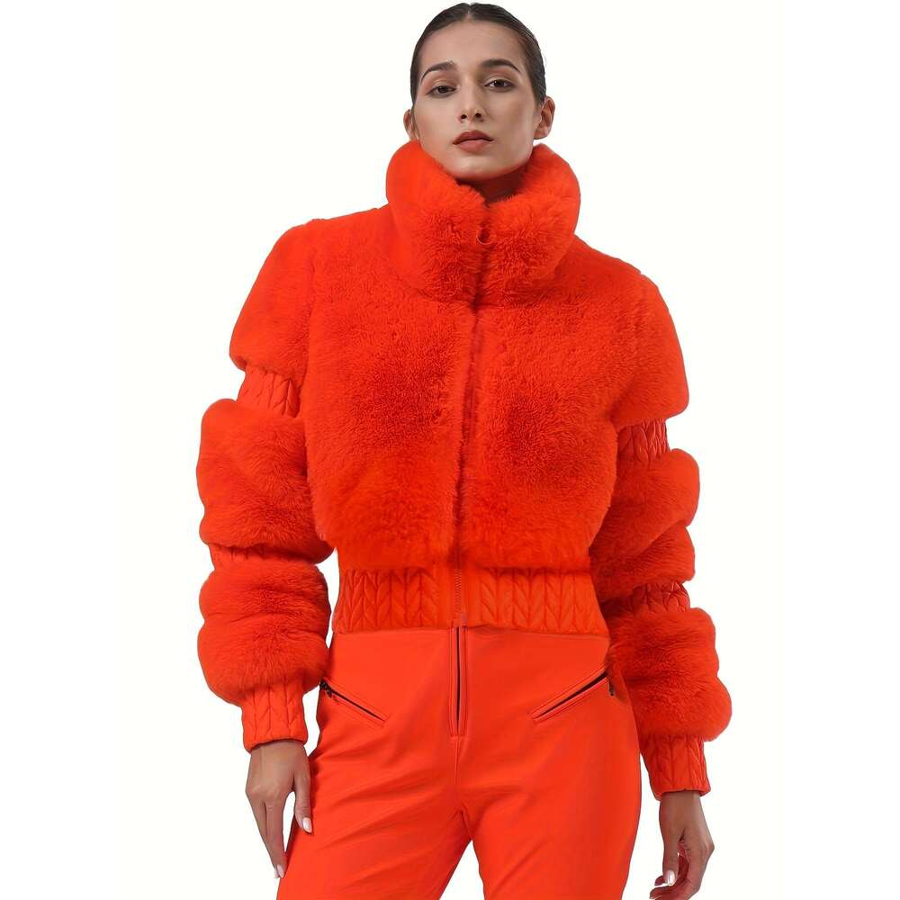 GSOU SNOW Women Ski Faux Fur Snowboard Coat Snow Jacket Winter Outdoor Warm