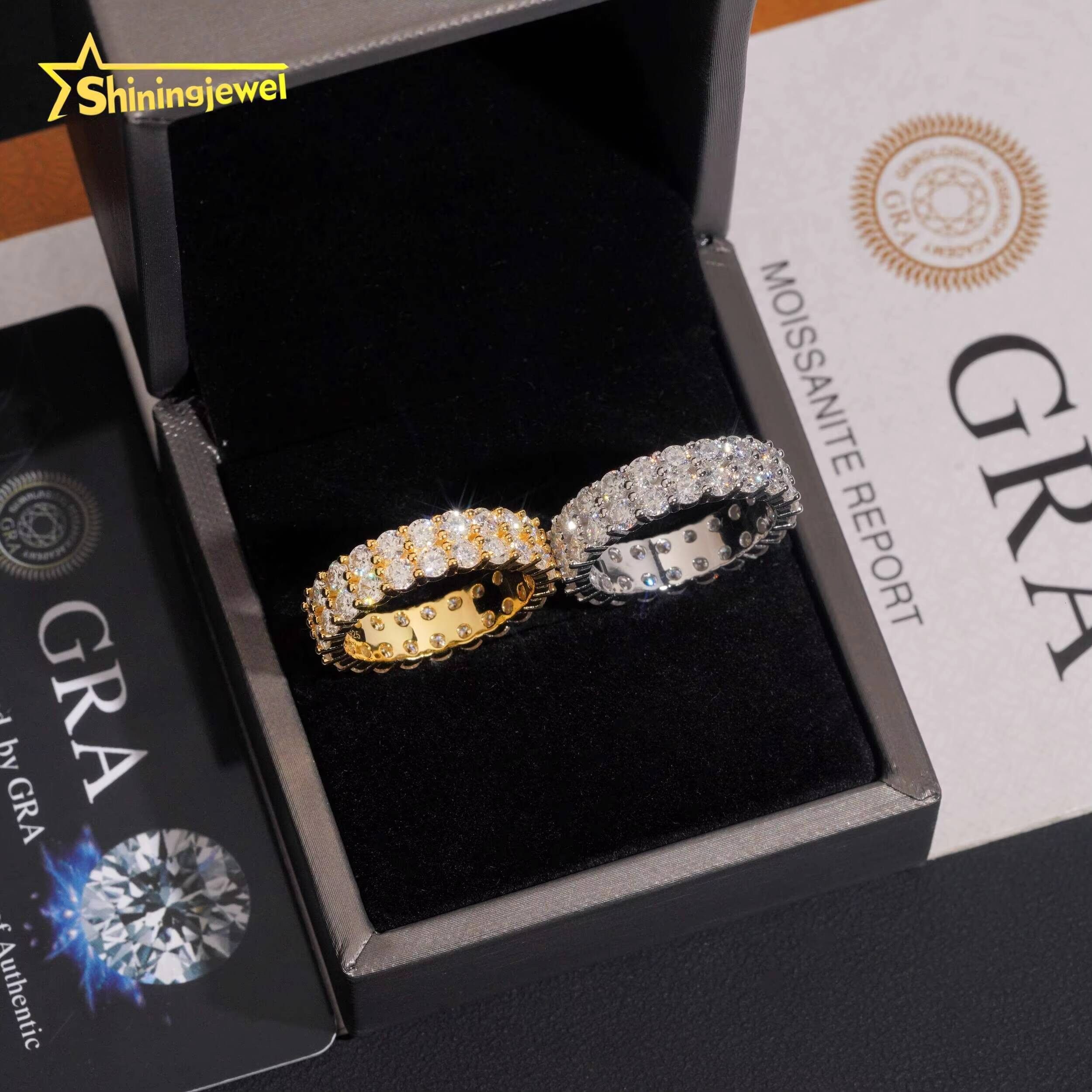 Luxury Moissanite Diamond with Certificate D E Color Engagement Ring Womens Synthetic Diamond S925 Silver Ring