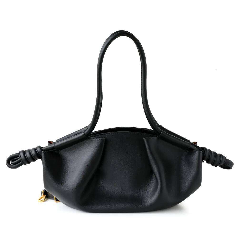 2025 New Design Luxury Genuine Leather Cloud Pleated Cowhide Cord One Fashion Ladies Shoulder Bag Handbag