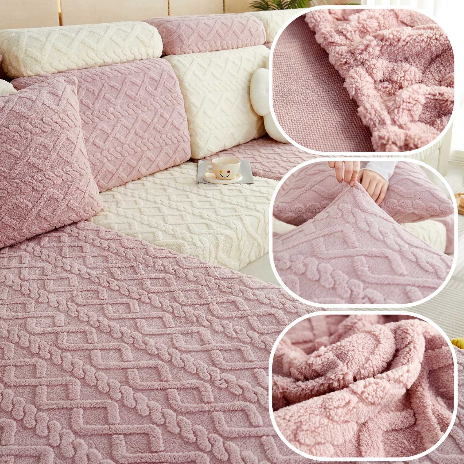 Thicken Taffel Velvet Seat Cushion Cover Elastic Jacquard Sofa Cover Adjustable Removable Furniture Protector for Pets Kids C251028