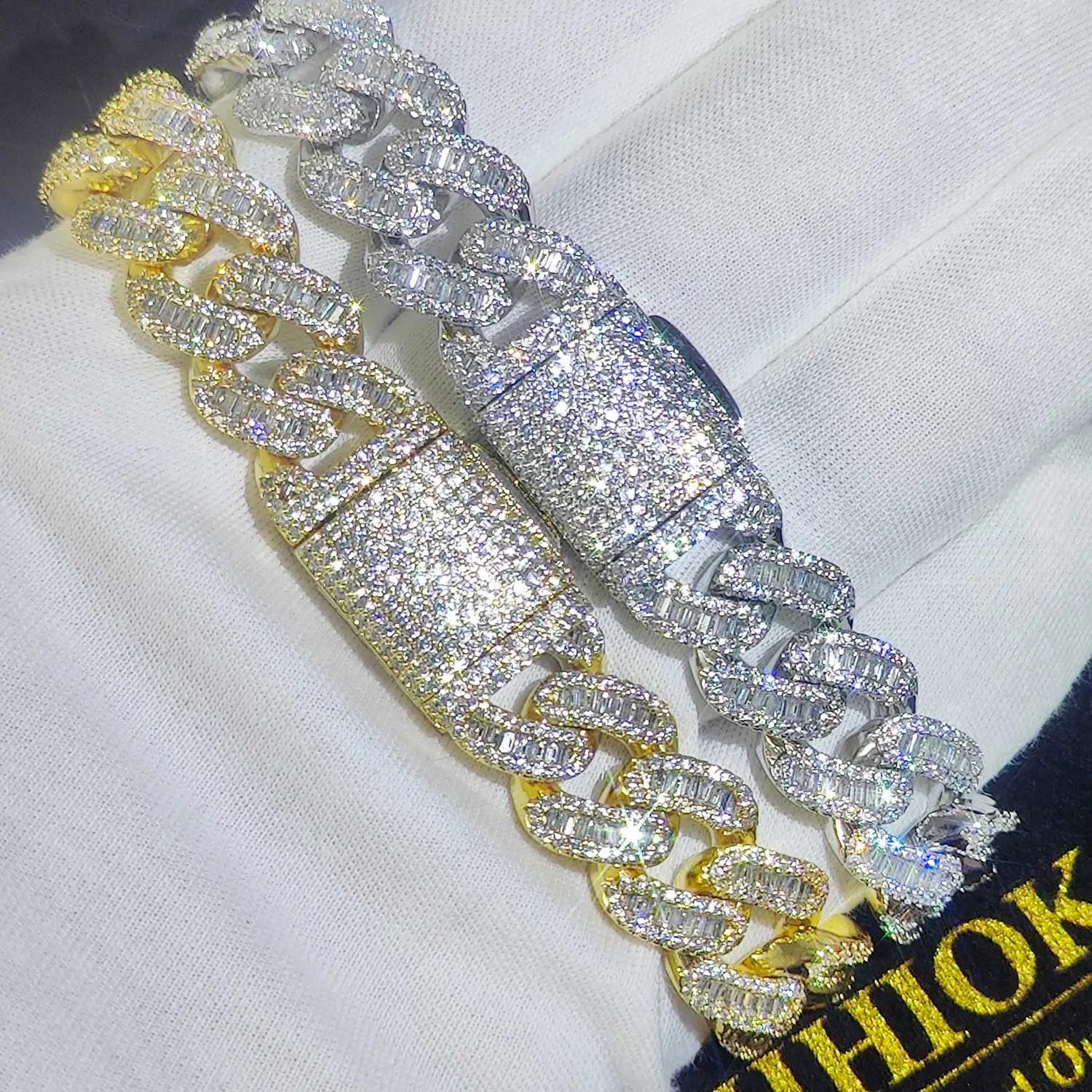 Hip Hop Claw Setting Rectangle 5A Cubic Zirconia Bling Iced Out 15mm Curb Miami Cuban Link Bracelets for Men Rapper Jewelry 251023