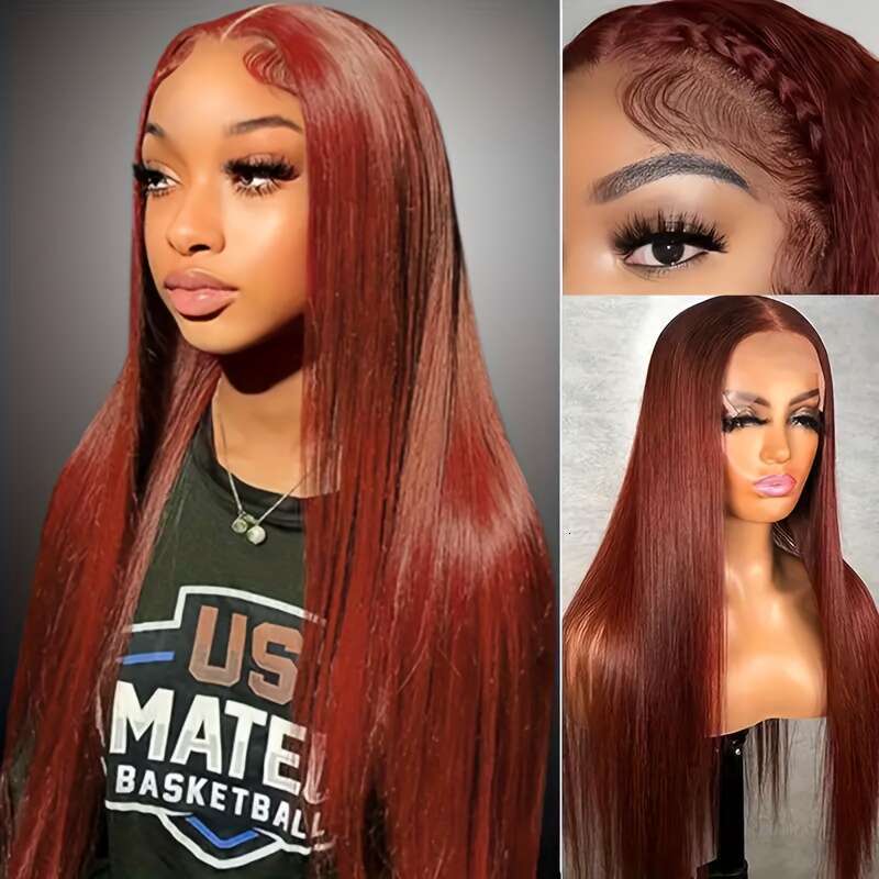 Fashions Reddish 13X4 Pre Plucked With Baby Hd Frontal For Women Red Brown Lace Front Wig Glueless Wigs Human Hair
