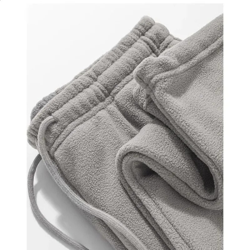 Mens Fleece Vintage Thick Winter Casual Pants Men Wide legs Baggy Warm Sweatpants Male Drawstring 251027