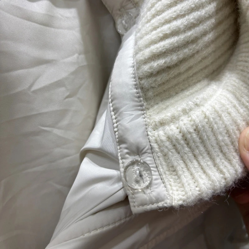 Autumn Winter Hooded Knitted Splicing Down Vest Women White Duck Down Sleeveless Warm Vest Tops Female Zipper Waistcoat Outwears 251027