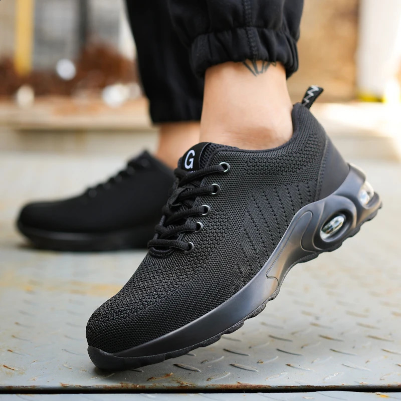Men Safety Shoes Antismash Antipuncture Work Shoes Mesh Breathable Lightweight Work Sneakers Indestructible Slipresistant 251023