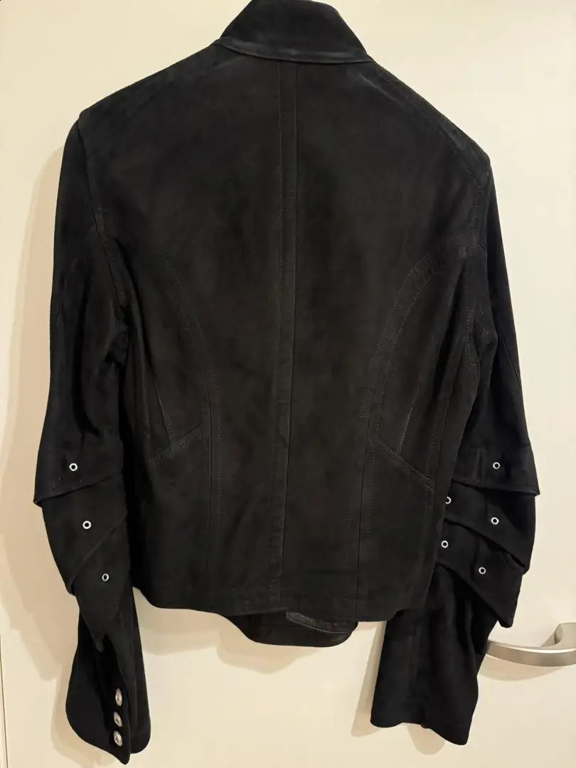 Streetwear Black Jacket Men Harajuku Fashion Loose Motorcycle Gothic Punk Pleated Long Sleeve Coat Autumn Winter Clothing 251027