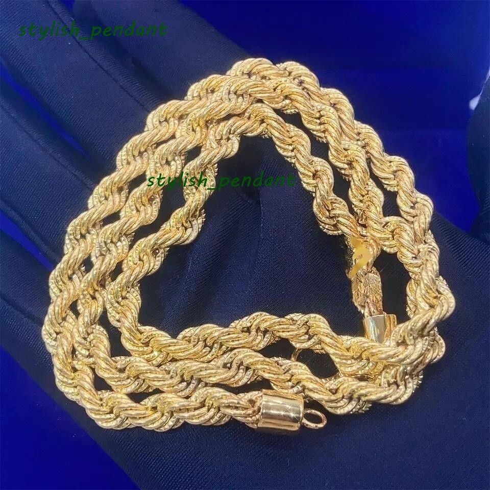 Factory Price Hip Hop Necklace 55mm 18K Real Solid Gold AU750 Diamond Cut Rope Chain