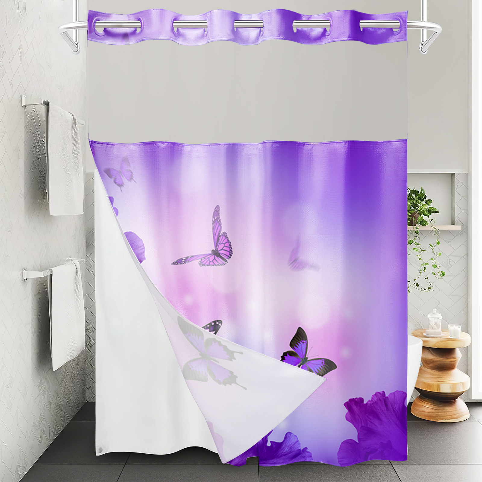 YL-37570 Hot selling digital printed shower curtain animal waterproof, mildew-proof and moisture-proof bathroom dry and wet separation curtain