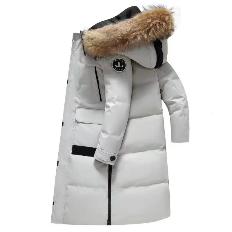 Winter Mens Down Jacket Light Long Large Fur Collar Hooded 90 White Duck Down Parka Women Fashion Snow Coldproof Coat 251023