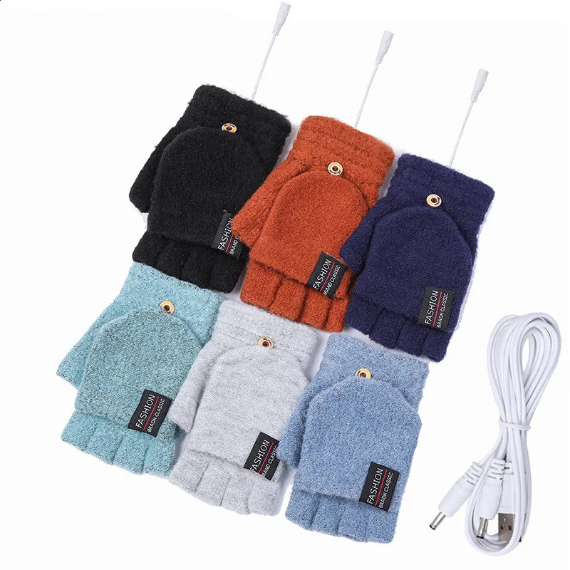 Winter Heated Gloves USB Electric Heating Ski Gloves Adjustable Temperature Cycling Gloves For Men Women Bike Motorcycle Gloves 251027