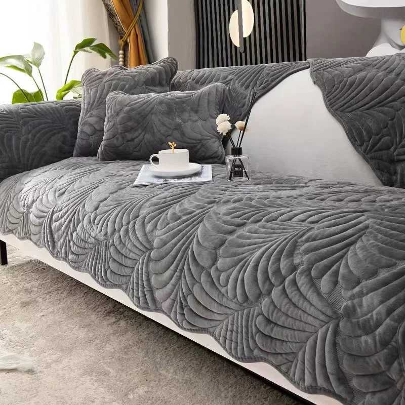 Nordic Soft Velvet Plush Quilted Sofa Towel Thicken Short Plush Sectional Sofa Cover Nonslip Couch Covers for Living Room C251028