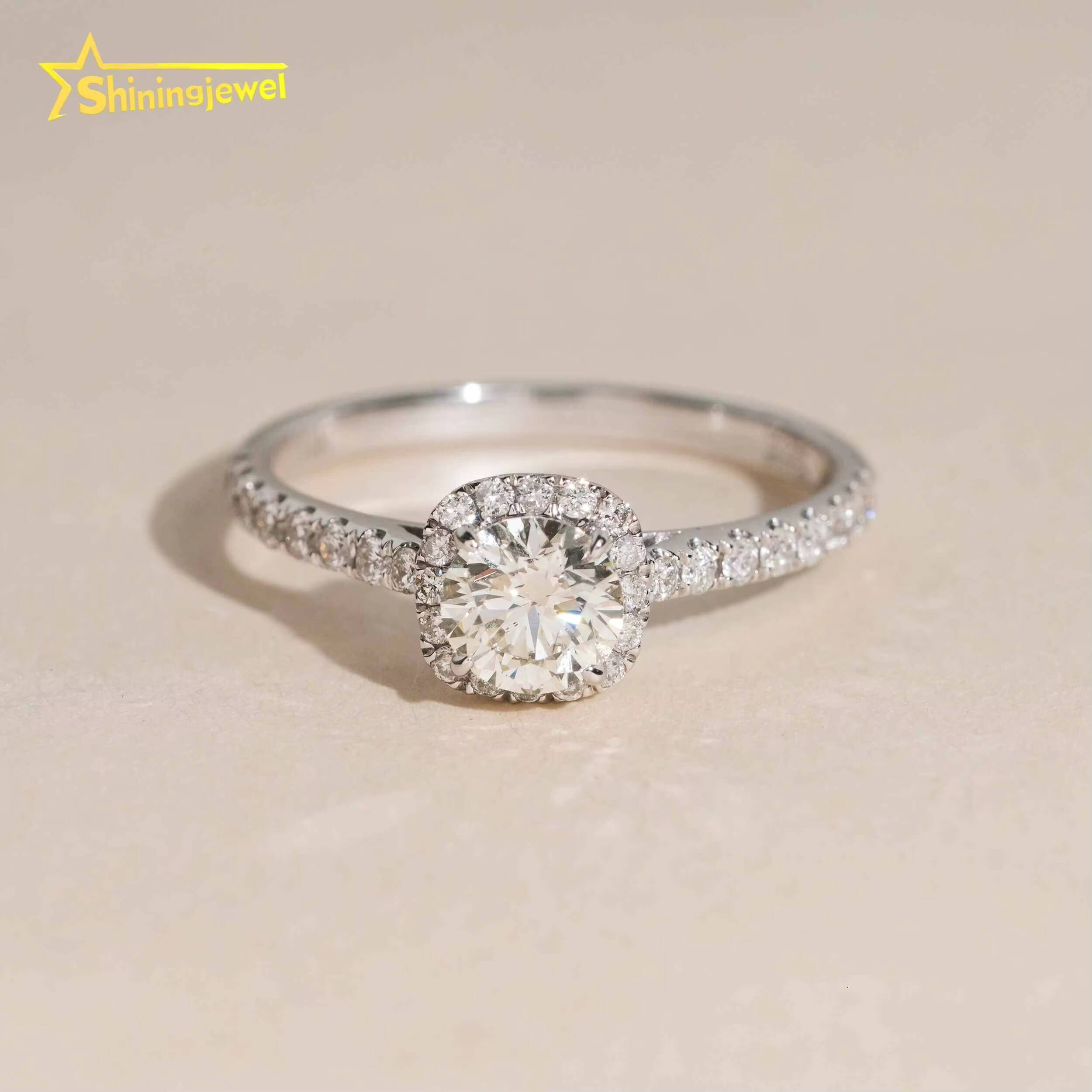 5mm Round Natural Diamond Women Jewelry Wedding Ring 14K Solid White Gold Jewelry Real Diamond Engagement Rings