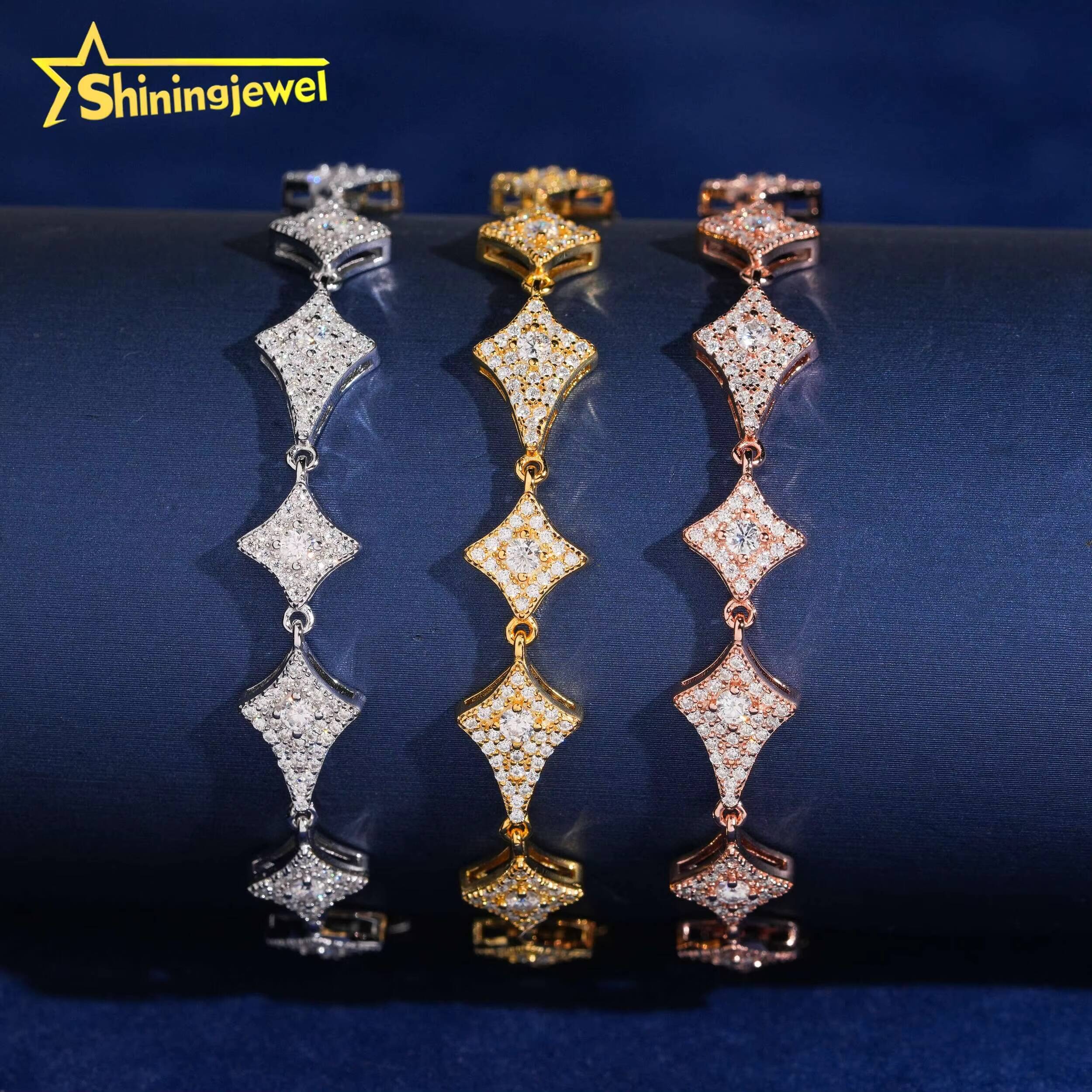 GRA Certificate Iced Out Fine Jewlery VVS Moissanite Diamond Bracelet 925 Silver Hip Hop Jewelry Diamond Link Chain Necklace