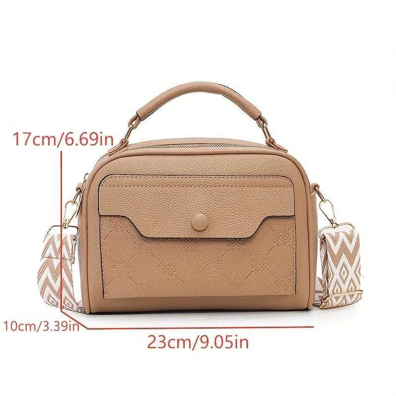 Womens Synthetic Leather Messenger Bag with Detachable Strap Multi Layer Compartments Chic Crossbody Purse for School TravelT251028