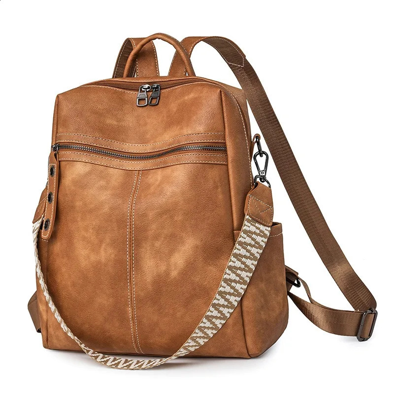 2025 New Autumn and Winter Womens PU Leather Waterproof Fashion Retro Large Capacity Travel Antitheft Backpack Shoulder Bag 251028