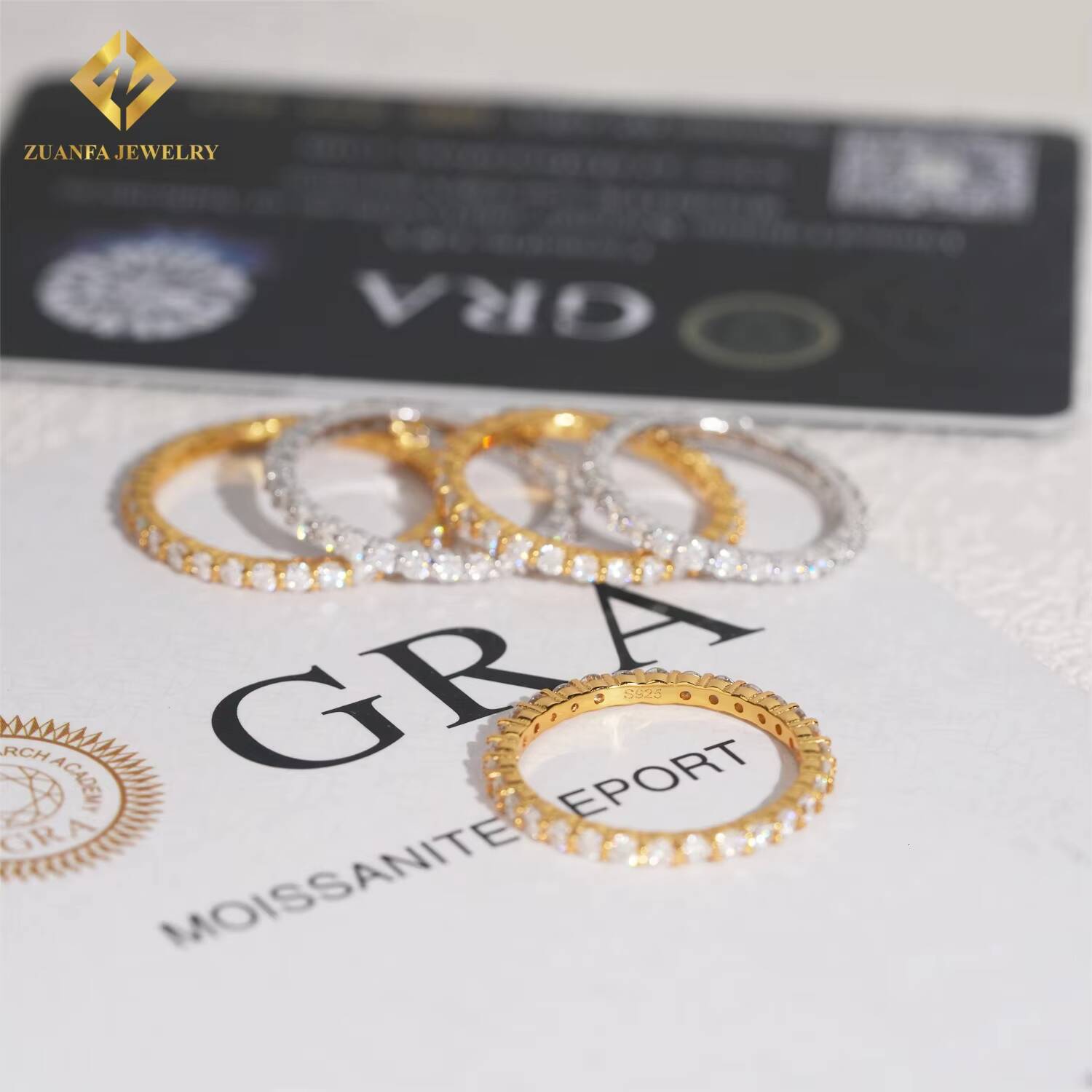 2mm Round Cut Moissanite Diamond Thin Hoop Ring 1 Row Women 925 Silver Moisasnite Hip Hop Ring Iced Out Eternity Ring