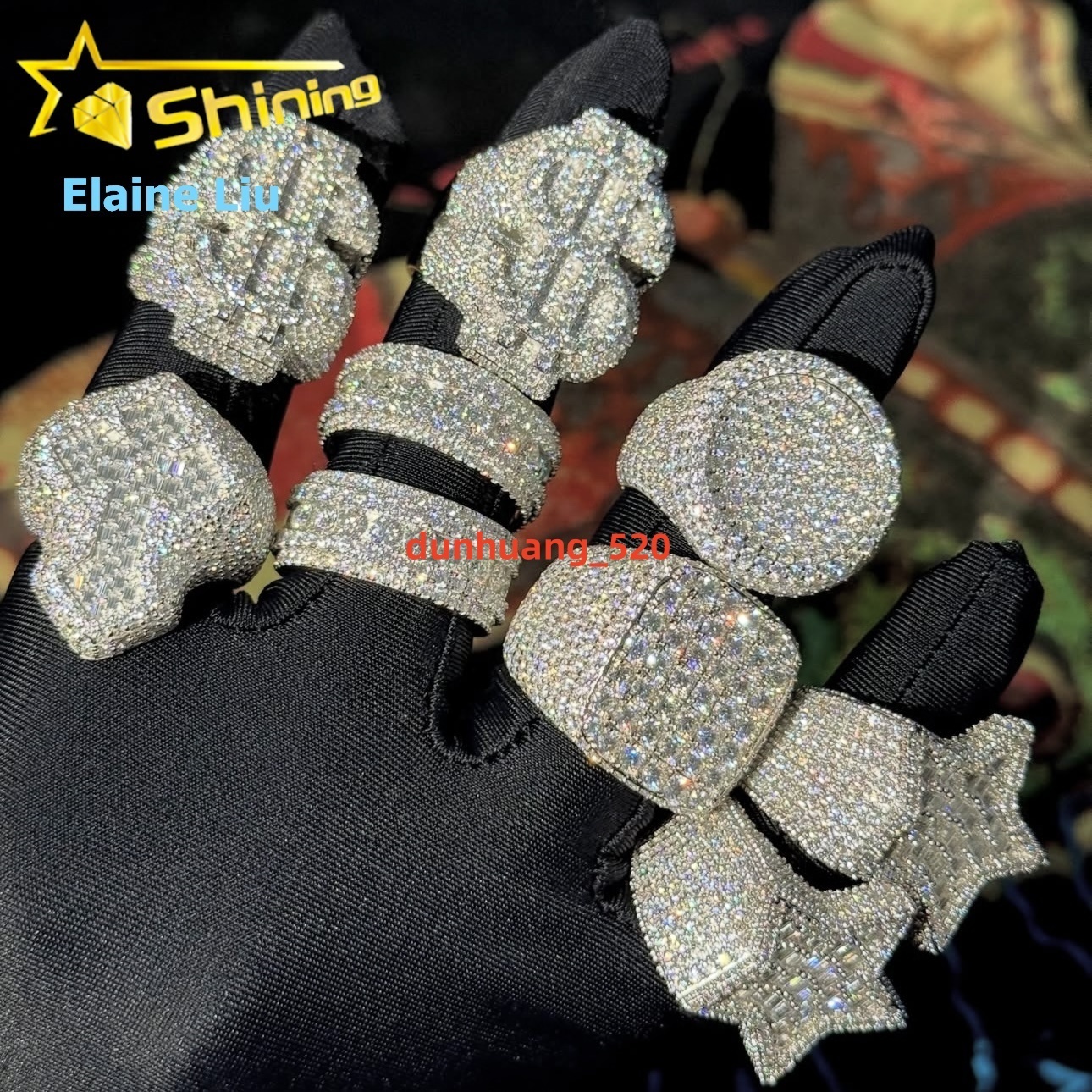 Fine Jewelry 925 Sterling Silver Ice Out Men Rings VVS Moissanite Diamond Hip Hop Ring