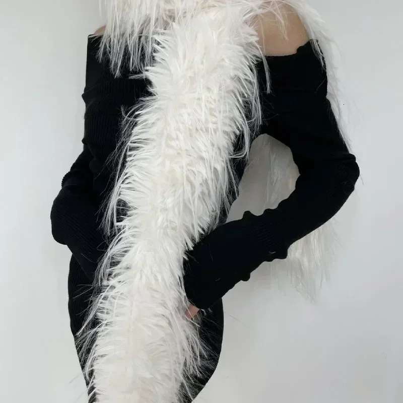 Women Mink Fur Scarf Earmuffs Set Winter Thickened Soft Warm Plush Solid Color Fur Collar Neck Long Scarf Couple Gift 251024