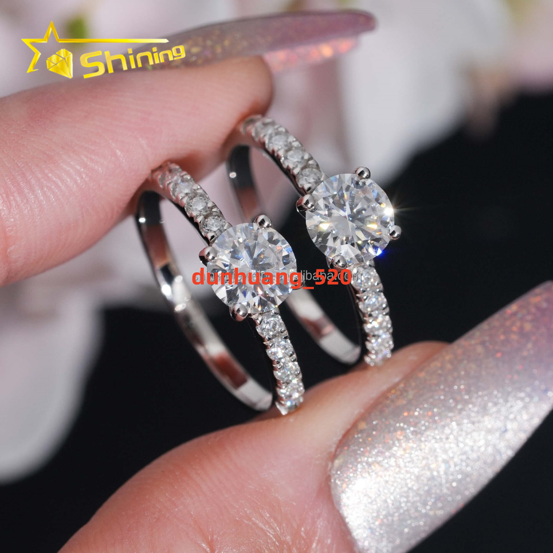 925 Sterling Silver Pass Diamond Tester Women Style Elegant 1Ct Main Stone VVS Moissanite Diamond Engagement Ring With GRA