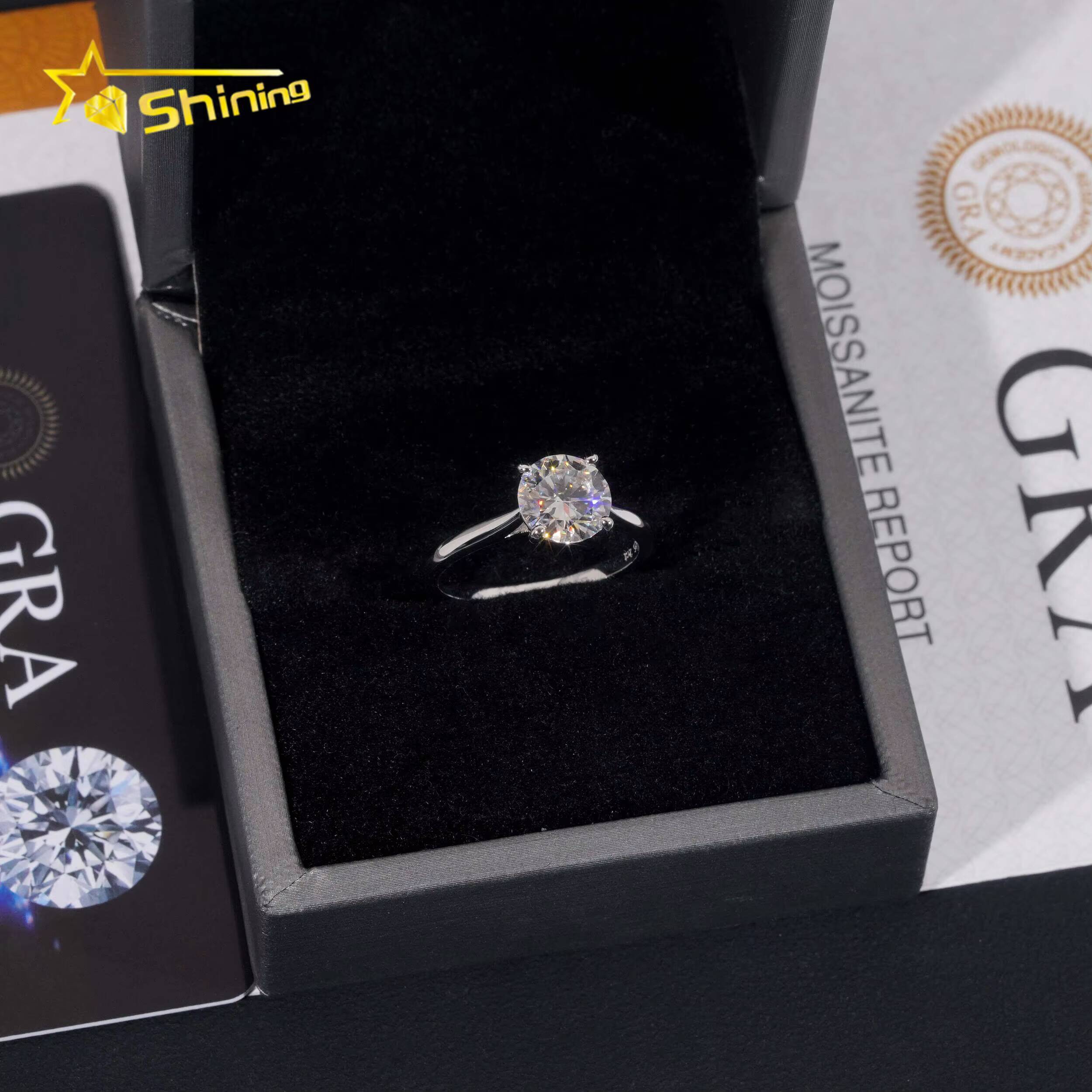 Classical Cathedral Setting Women Wedding Pass Diamond Tester Moissanite 925 Sterling Silver 18K Gold Plated Engagement Ring