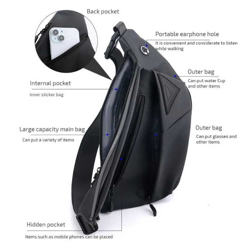 Antitheft Chest Bags Crossbody Bag for Men Messenger Bag Sling Shoulder Bag Mobile Phone Waterproof Bagpack Travel Sports BagsW251028