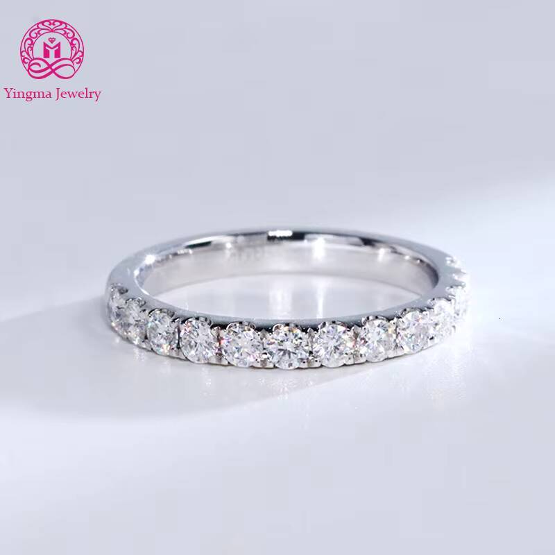 28mm Round Brilliant Cut Lab Grown Diamond Ring 14K Solid White Gold Jewelry Ring D VVS Lab Created Diamond Half Eternity Ring