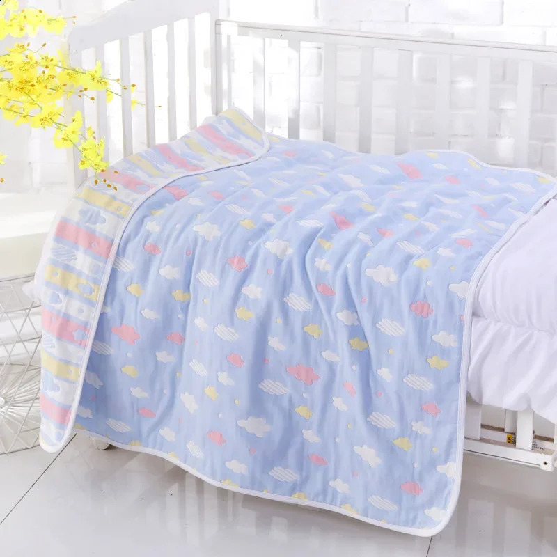 Baby Bath Towel 6 layer Cotton Gauze Muslin Children Blankets Bedding Infant born Swaddle Kids Cotton Wrap Quilt 110cm 251027