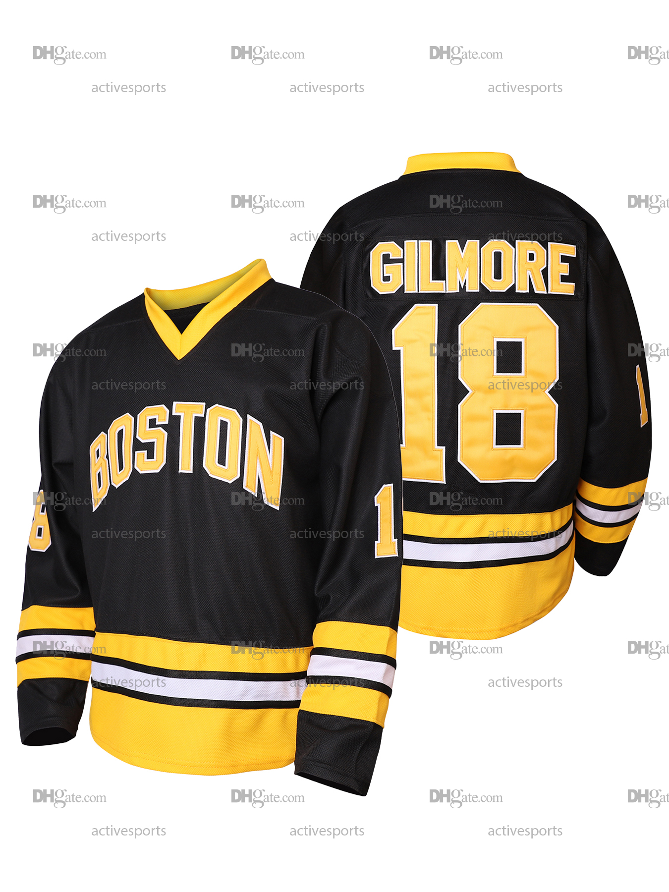IN STOCK Mens 18 Happy Gilmore Black Adam Sandler 1996 Movie Hockey Jersey Double Stitched Name and Number