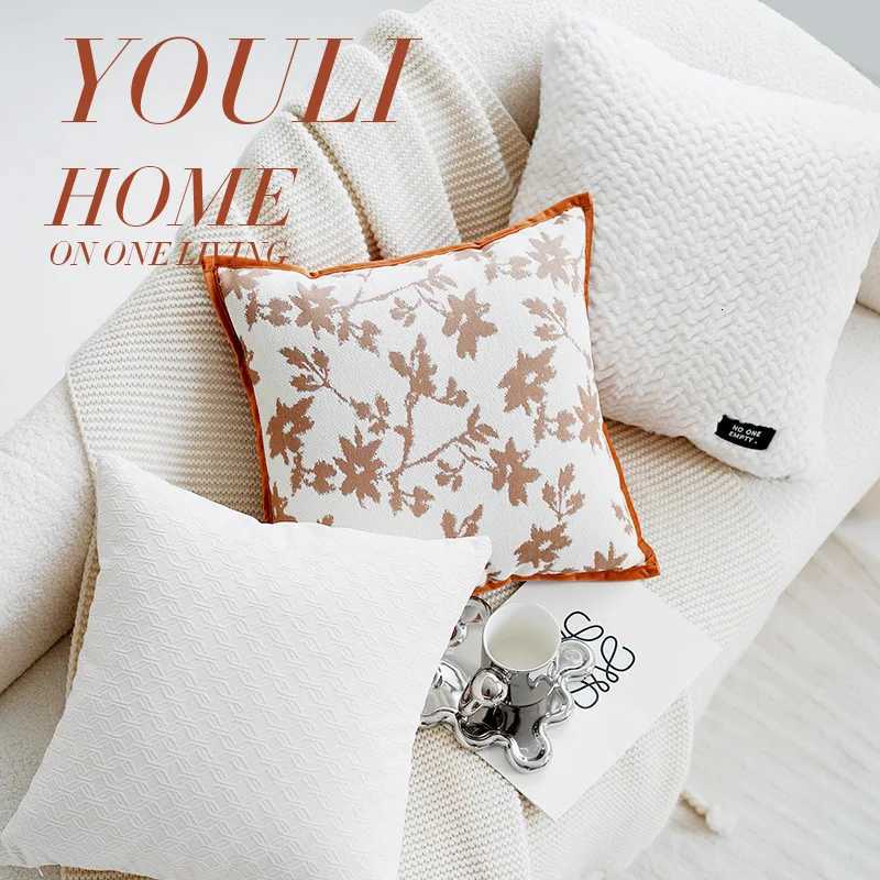 Pillow Case French Orange Floral Luxury Cushion Cover For Home Sofa Bed Throw case Living Room Decorative C251028