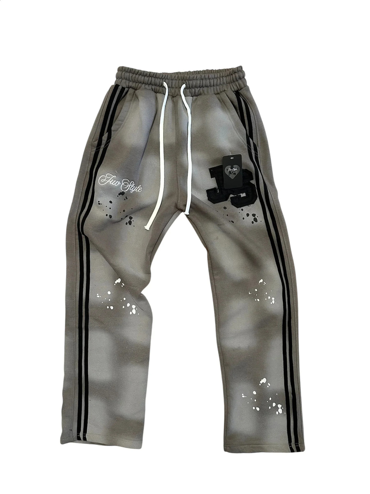 Trendy Mens Tan Brown Zipper Tracksuit Hip Hop Streetwear Set with Stripes White Dots and JS Patch Embroidery Jogger Outfit 251027