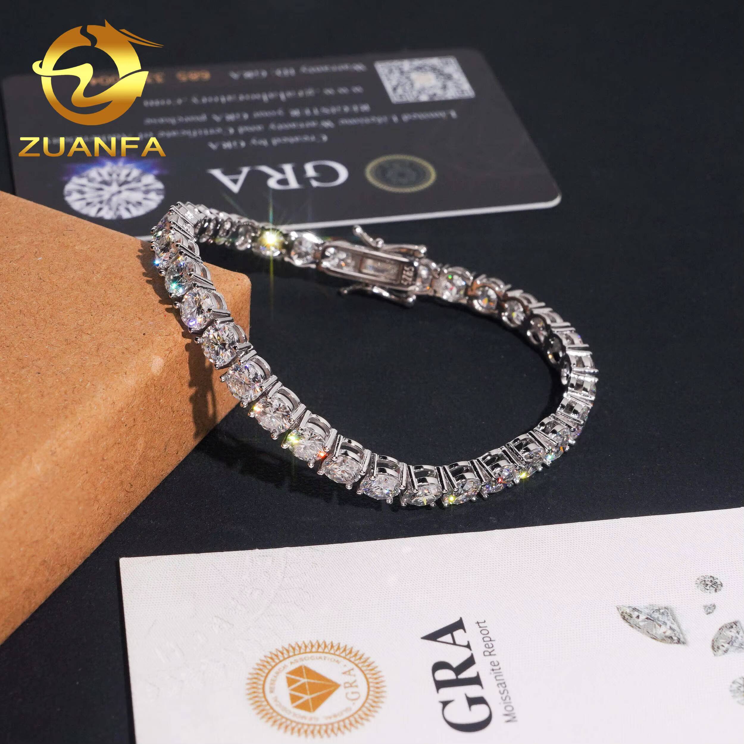USA Local Stock 5mm 925 Silver Moissanite Tennis Bracelet Pass Diamond Test Iced Out Hip Hop Jewelry Moissanite Diamond Bracelet