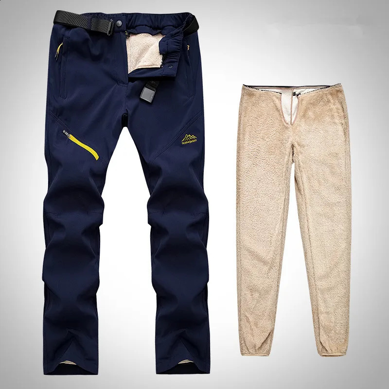 Winter Thick Warm Outdoor Pants Men Tactical Waterproof Long Trousers Trekking Camping Removable Fur Lined Velvet Inside 251027