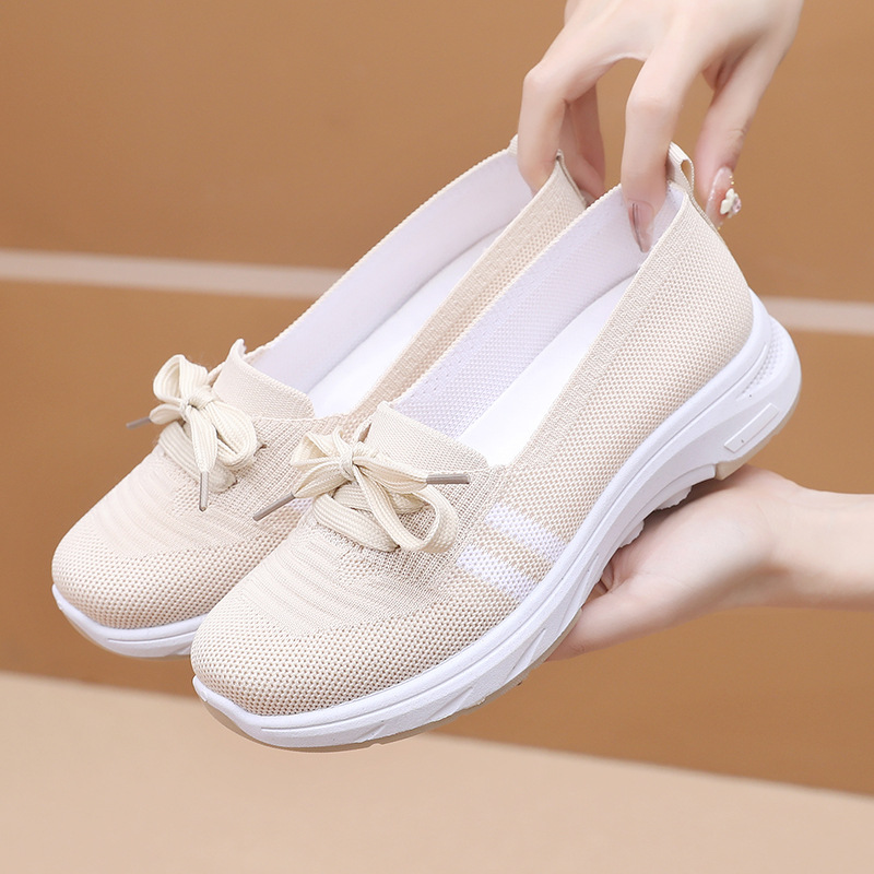 Spring and Autumn Women's New Foot Comfortable Soft Sole Walking Shoes Casual Fashion Sports Women's Shoes Middle-aged and Elderly Flat Shoe
