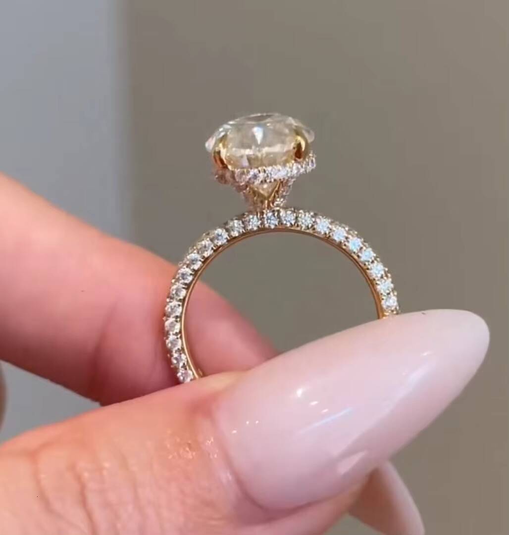 VS1 DEF Color IGI Certificated Lab Grown Diamond Big Size 6CT Oval Cut Ring Engagement Ring 10K 14K Gold Gift for Women