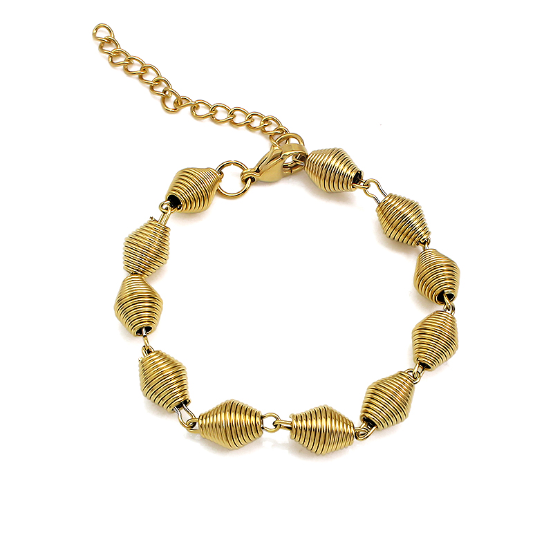 High Quality Stainless Steel Bracelet Jewelry Gold Threaded Chain 18k Gold Plated Adjustable Men Women Buckle Bracelet