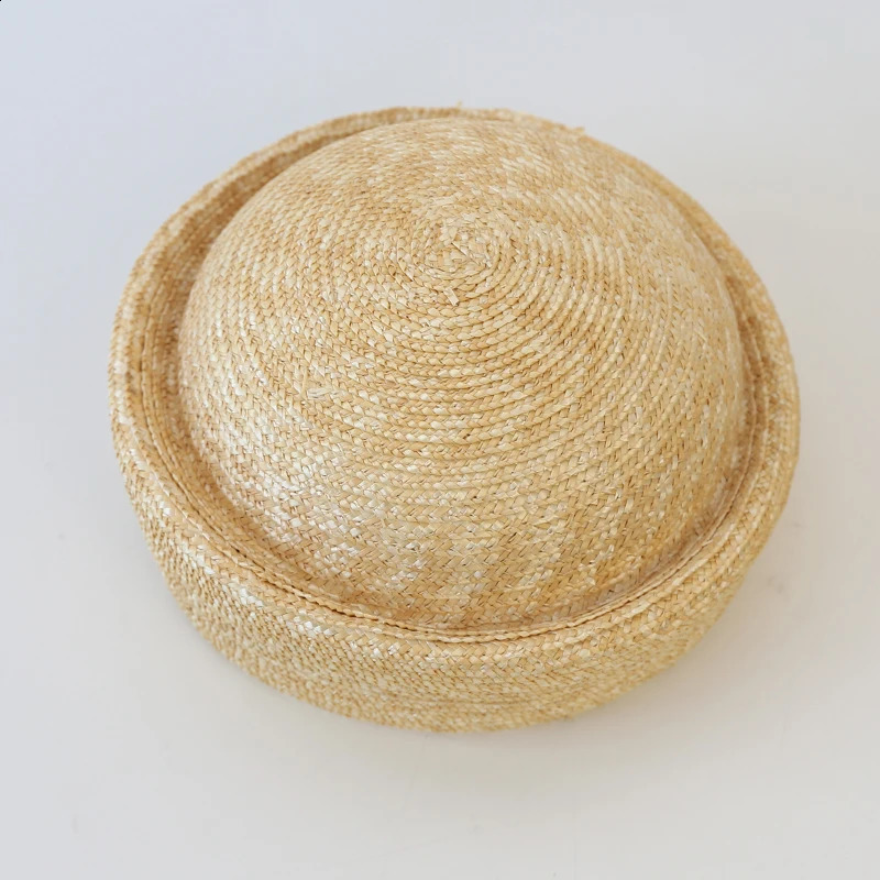 100 Natural round Straw hat for men women japanese summer sailor hat Beach Beret sun pillbox hat 251027ww