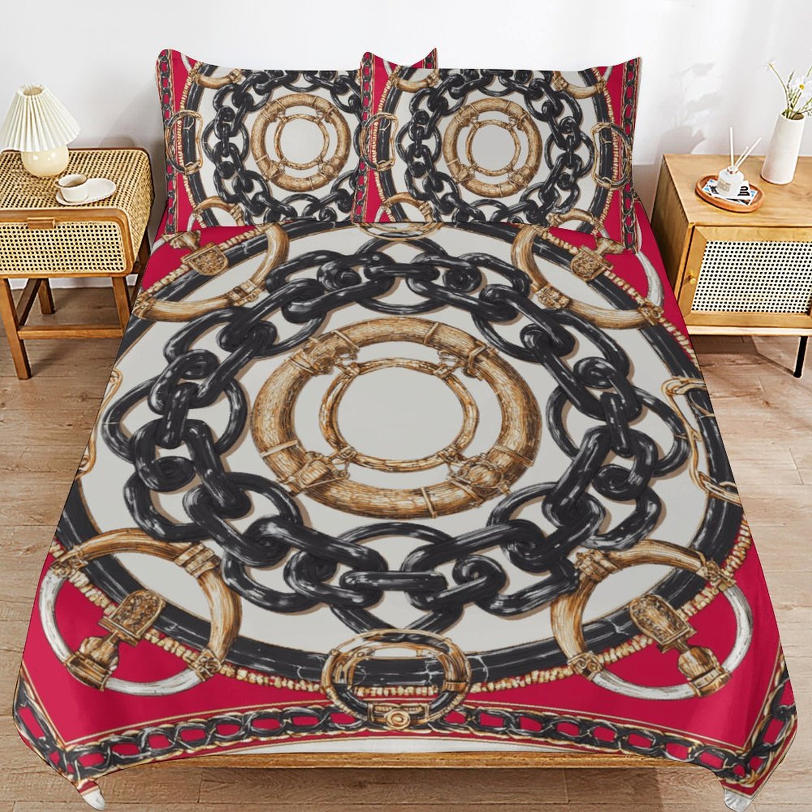 Custom Bedding Set Luxury Designer H Printing Horse Printing Quilt Cover Pillowcase 3Pcs set Pure Cotton Comfortable Bedding Set Bedroom Decoration H4