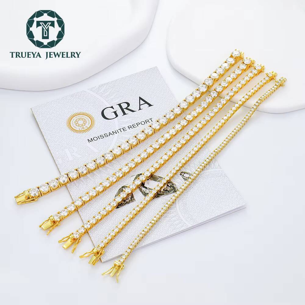 High Quality Fine Jewelry 18k Gold Plated 925 Silver 26mm Mens Iced Out Vvs Mossanite Moissanite Diamond Tennis Chain Bracelet