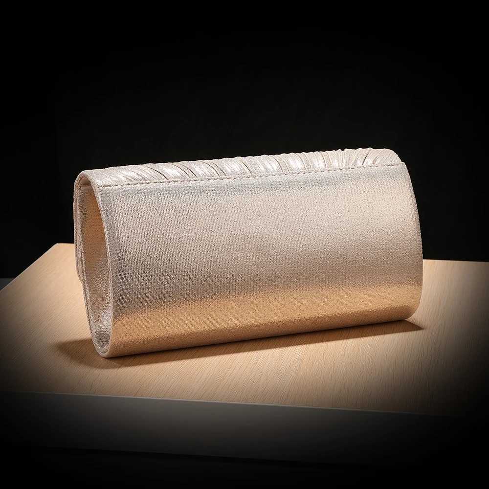 Pleated Ladies Evening Bag Candy Polyester Clutch Purses for Women Pearl Decorated Wedding Party and Messenger Bag H251027