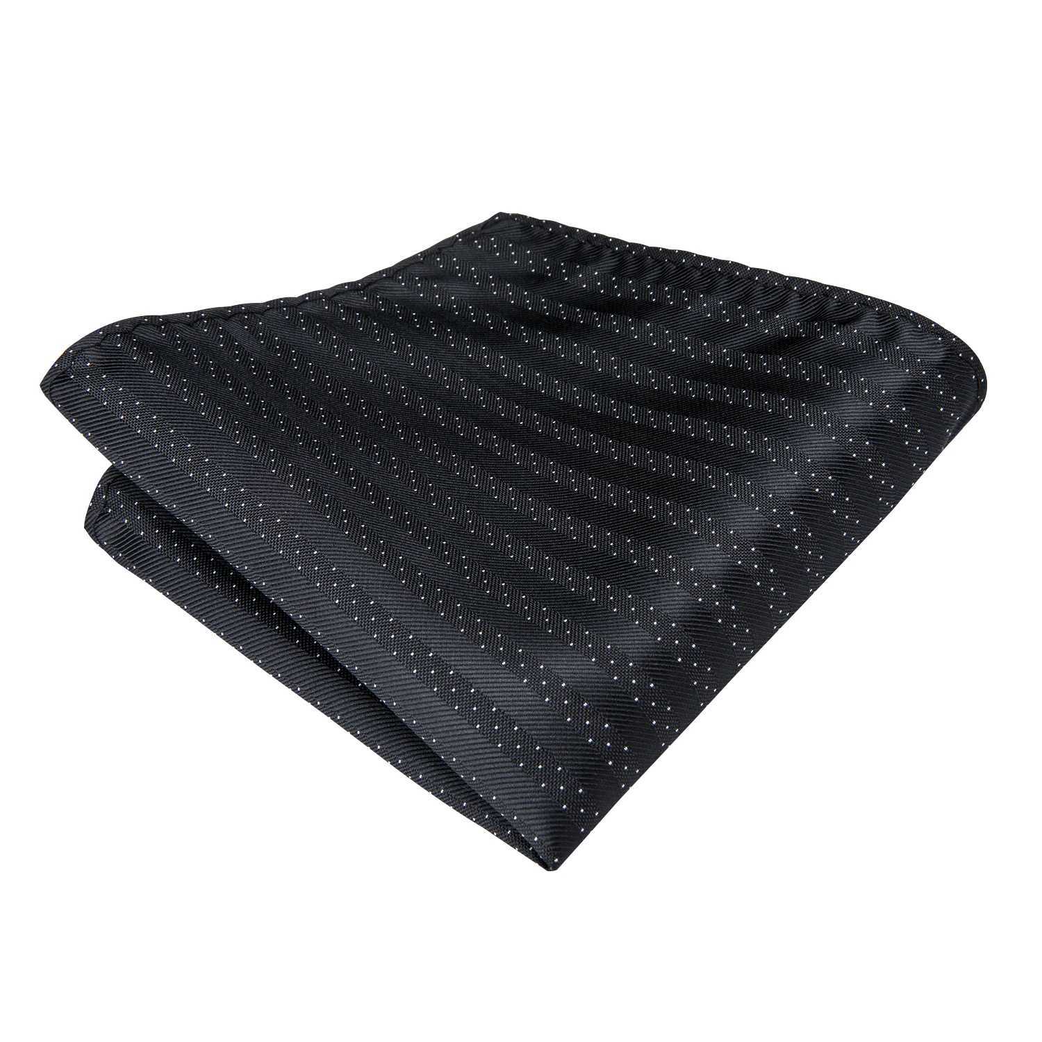 Black Stripes Mens Tie Handkerchief Cufflinks Set Necktie for Men Male Wedding Business Ties Formal Dad Husband GiftW251028