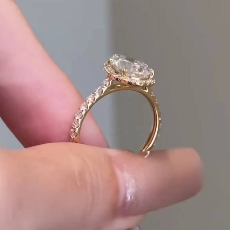 VVS D Color IGI Certificated Lab Grown Diamond 1CT Pear Cut Ring Engagement Ring 10K 14K Gold Gift for Women