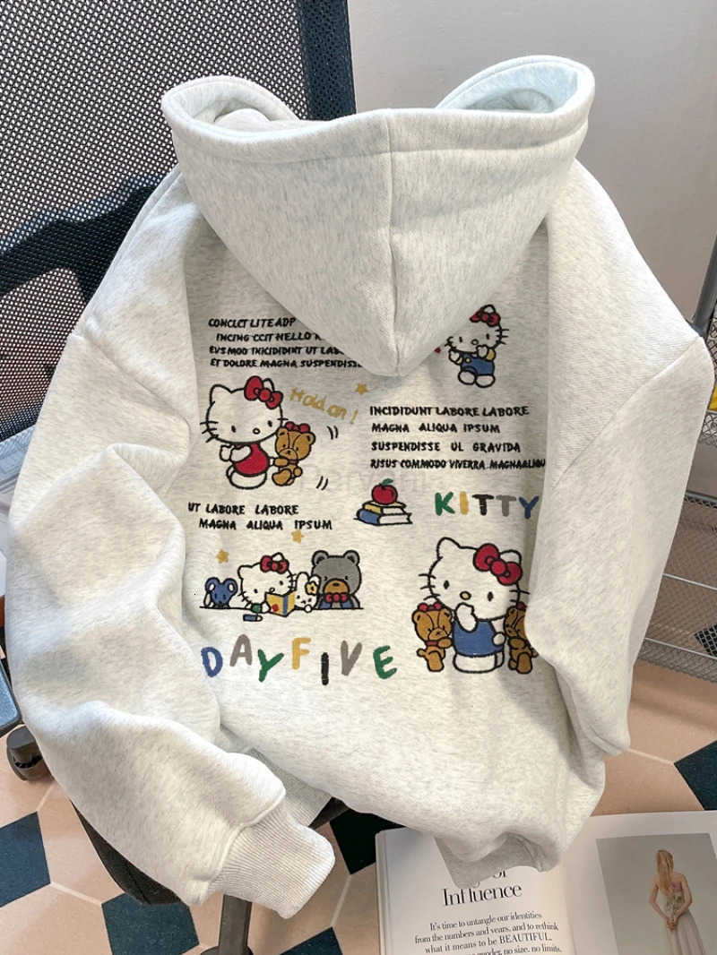Sanrio MINISO Hello KitTY Ice Hoodies Lovely Vintage Sweatshirts Hoodie Amusing Men Women Tops Outerwears Blouse Cool Streetwear L251028