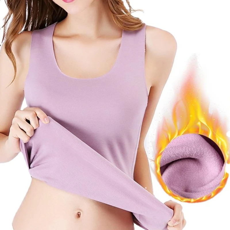 Womens Thickening Seamless Heat Insulation Tank Top Thin Plush Slim Fit Insulation Autumn Winter Base Vest Thermal Tops Winter 251027