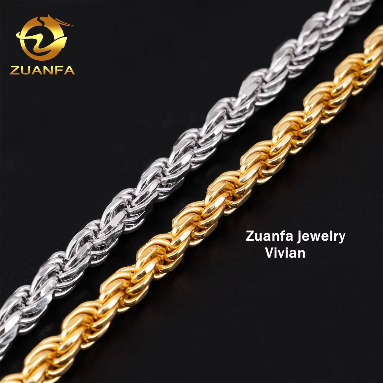 Hip Hop 6mm 925 Sterling Silver Necklace With Moissanite Clasp Iced Out Rope Chains for Menwomen