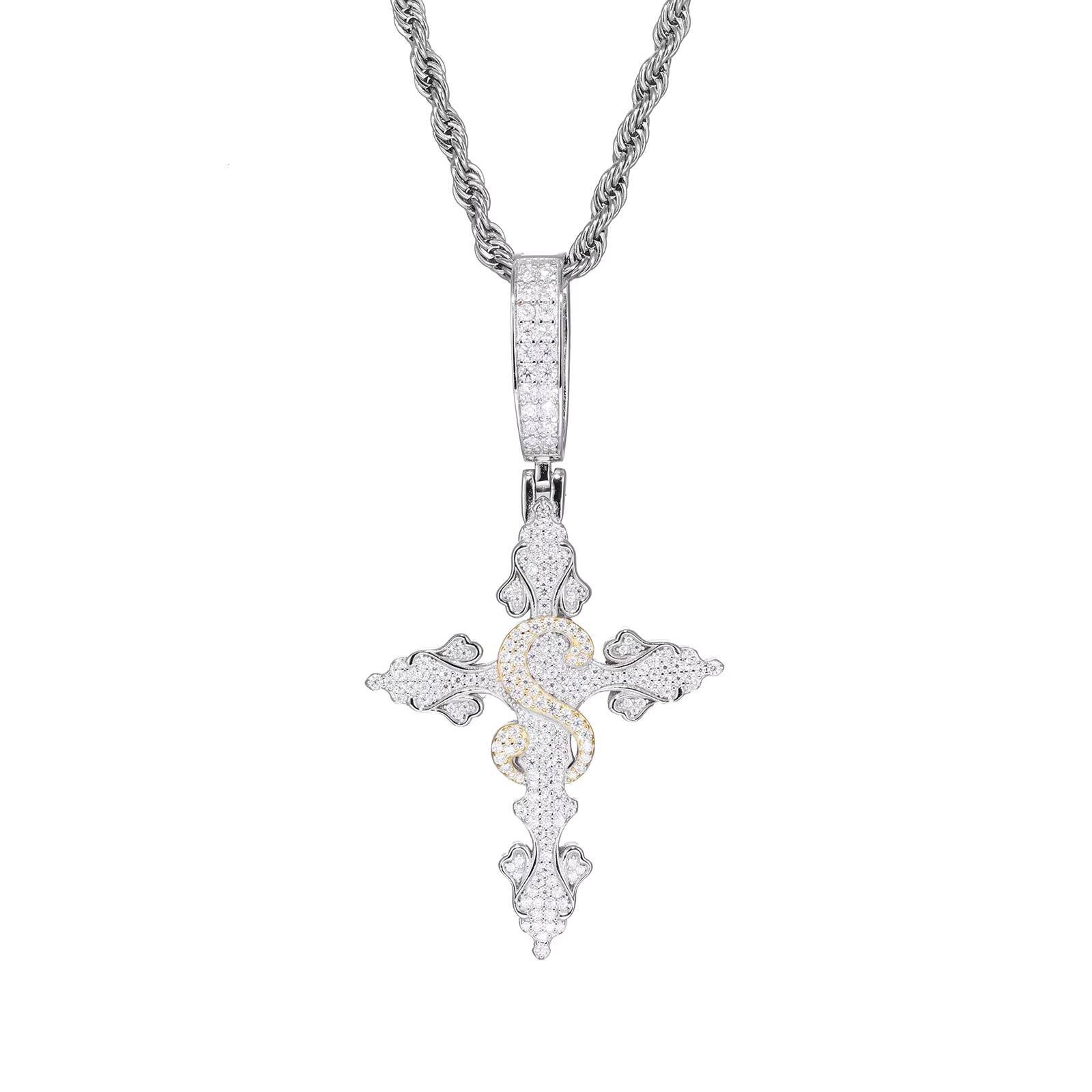 European American Classic TwoColor S925 Silver Moissanite Cross Pendant New CrossBorder Fashion Accessories Charm