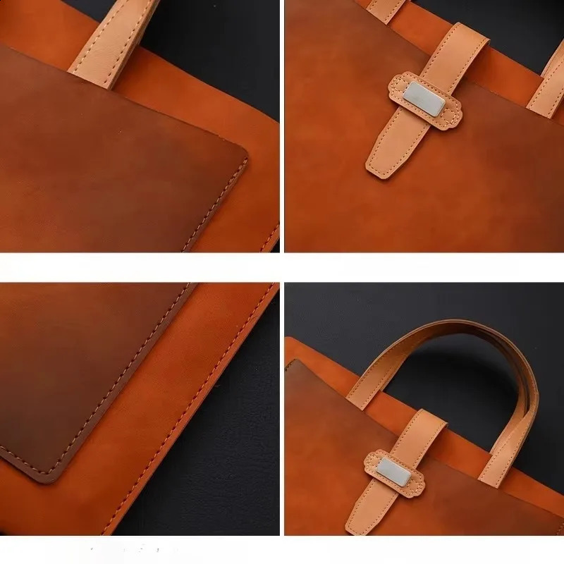 1pcs A4 PVC Leather File Folder Waterproof Business Briefcase with Handle Large Capacity Organizer for Office Documents Storage 251028