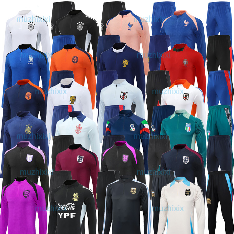 2025 2026 Portugal Sportswear Brazil German Football Training Suit Set 24 25 SPAIN ENGLAND Maillot de Football Men's and Kids National Football Sportswear Set Survey